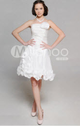 Taffeta Mini White Summer Wedding Dresses