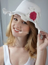 White Lucky Star Paper Straw Hats for Women