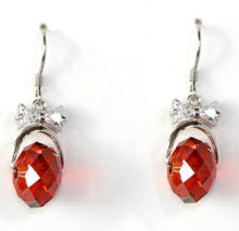 Red Silver Crystal Earrings