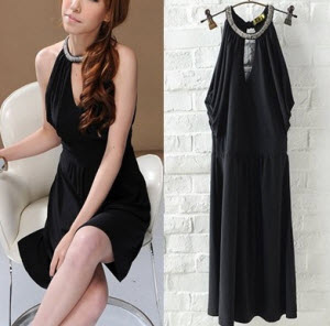 Tiantian Sexy Cut Shoulder Littble Black Dress