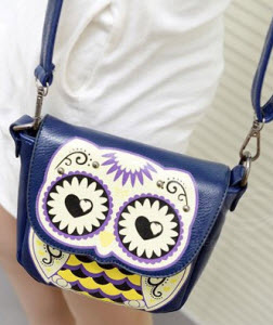 Women's Casual Owl Pattern PU Leather Shoulder Bag