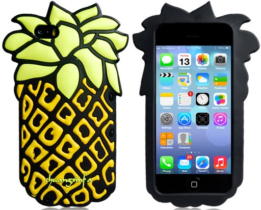 3. 3D Pineapple Design Silicone Case for iPhone 5/5S 