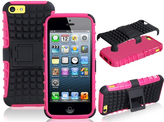 TPU Plastic Stand Protective Case 2pc Set for iPhone 5C