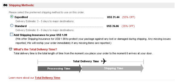 Bridsmaid Dress Shipping Cost on Lightinthebox