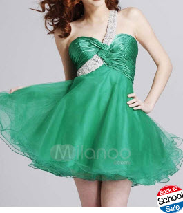 One-Shoulder Sweetheart Short Organza Beaded Satin Short Cocktail Homecoming Prom Dress