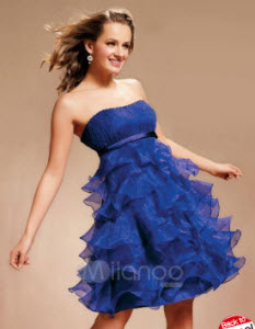 Empire Waist Multi-ruffles Organza Prom Dresses