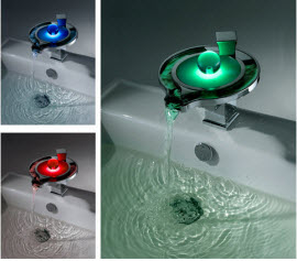 Single-handle Chrome Waterfall LED Bathroom Faucets