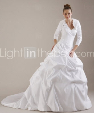 Ball Gown Court Train Satin Wedding Dresses