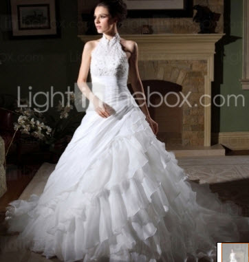 Halter Roayl Organze Wedding Dresses