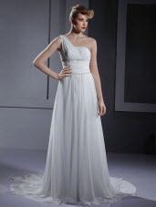 One-Shoulder Court Train Wedding Dresses