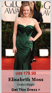 Elisabeth Moss Evening Dress at Golden Globe 2011