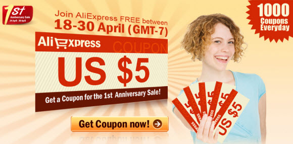 Signup Coupon for AliExpress 1st Anniversary Sale