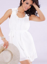 Round Collar Ribbon White Summer Dresses