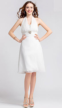 A-line Halter Chiffon College Graduation Dress