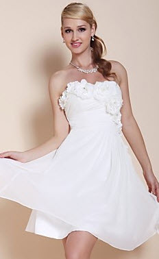 A-line Strapless Flower Decor College Graduation Dress