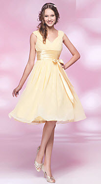 Chiffon Elastic Woven V-neck College Graduation Dress