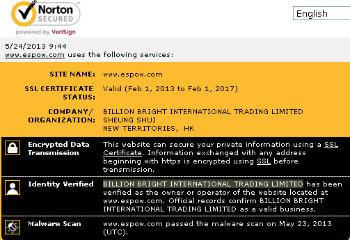 Norton Secured Report of Espow.com