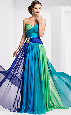 Sheath Column Sweetheart Chiffon Floor Length Evening Dresses