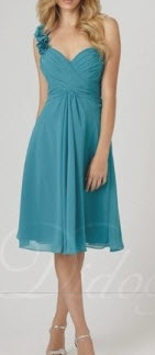 One Shoulder Chiffon Flower Bridesmaid Dress