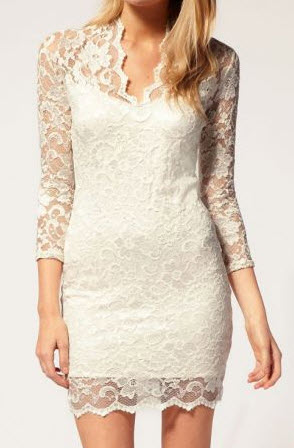 White Vintage Lace Fitted Dress