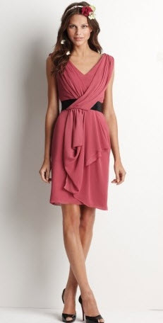 Knee Length V-neck Sash A-line Bridesmaid Dress